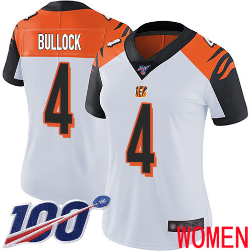 Cincinnati Bengals Limited White Women Randy Bullock Road Jersey NFL Footballl #4 100th Season Vapor Untouchable->women nfl jersey->Women Jersey
